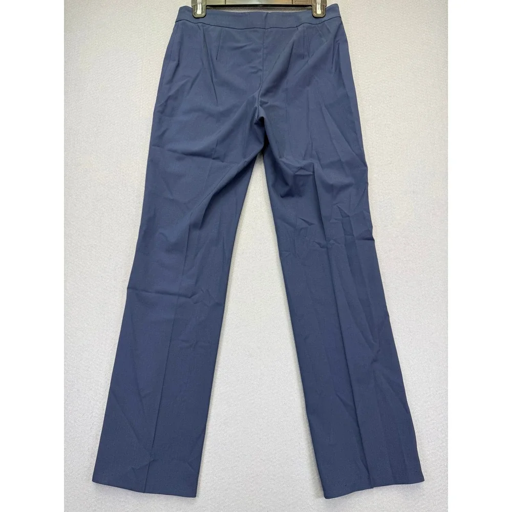 Lafayette 148 New York Barrow Blue Wool Straight Leg Trousers Womens Petite 2